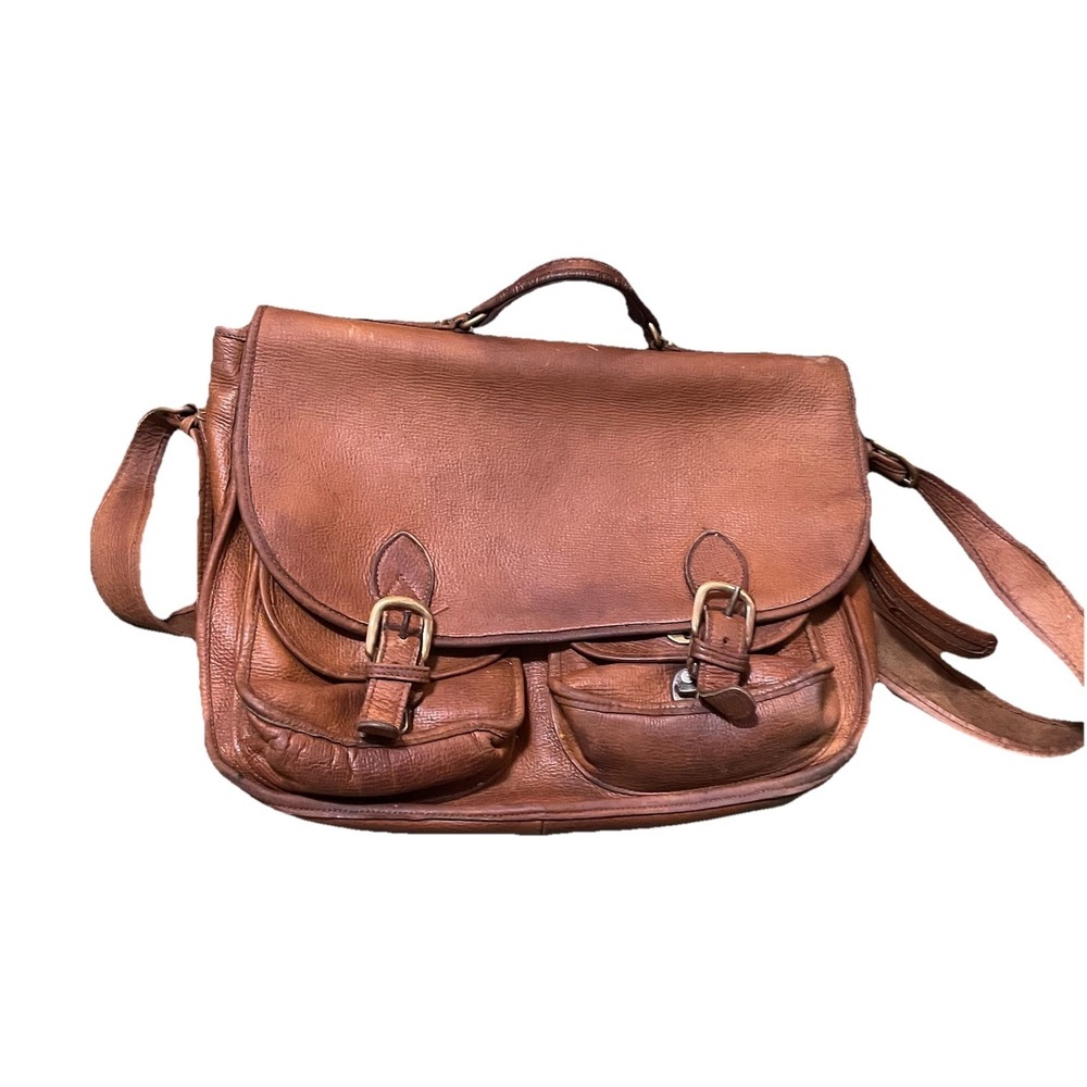 Leather Crossbody Messenger Bag Brown Laptop Briefcase Academia Old Money